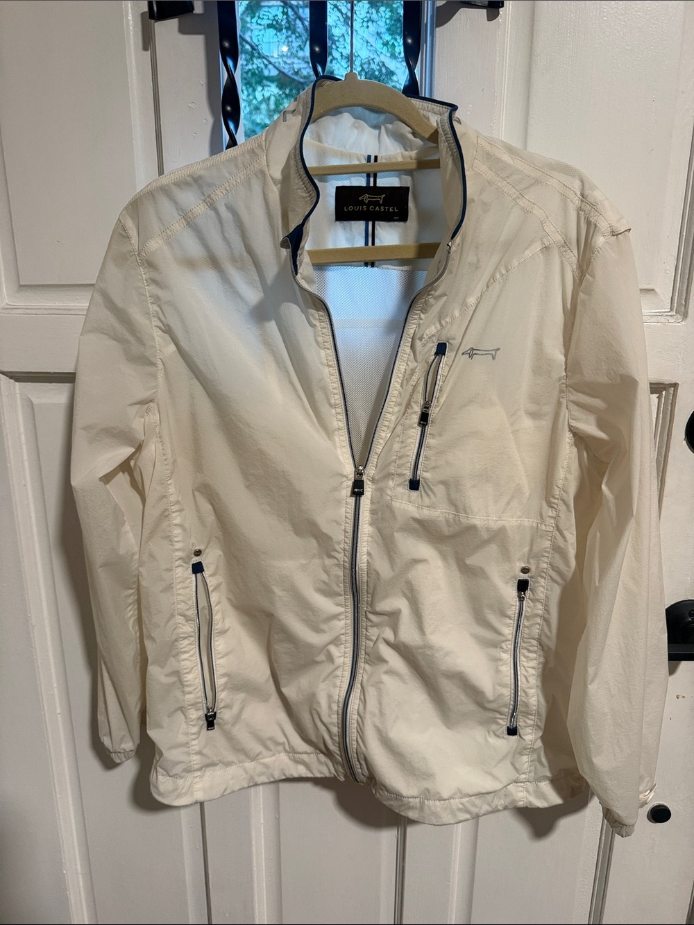 Louis Castel Men's Lightweight Cream Zip-Front Jacket